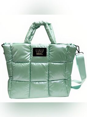 Lulu Mac Large Mint Puffer Metallic Handbag